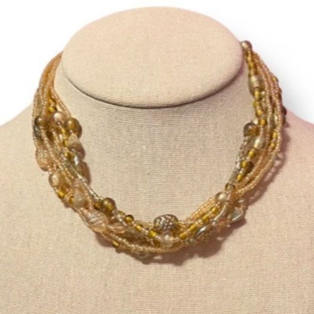 ⭐️3/$25⭐️ Brown And Topaz Color Beaded Multi Layer Necklace
